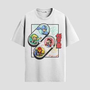 Playera urbana de anime y gaming ExtraLife MX, corte Standard Fit unisex ligero y transpirable en color Deep Black y Pure White, ropa de uso diario para gym y casual.
