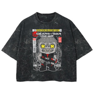 Playera streetwear premium de anime y gaming ExtraLife MX, corte boxy deluxe mineral wash heavyweight en color Acid Wash, moda urbana mexicana de culto.