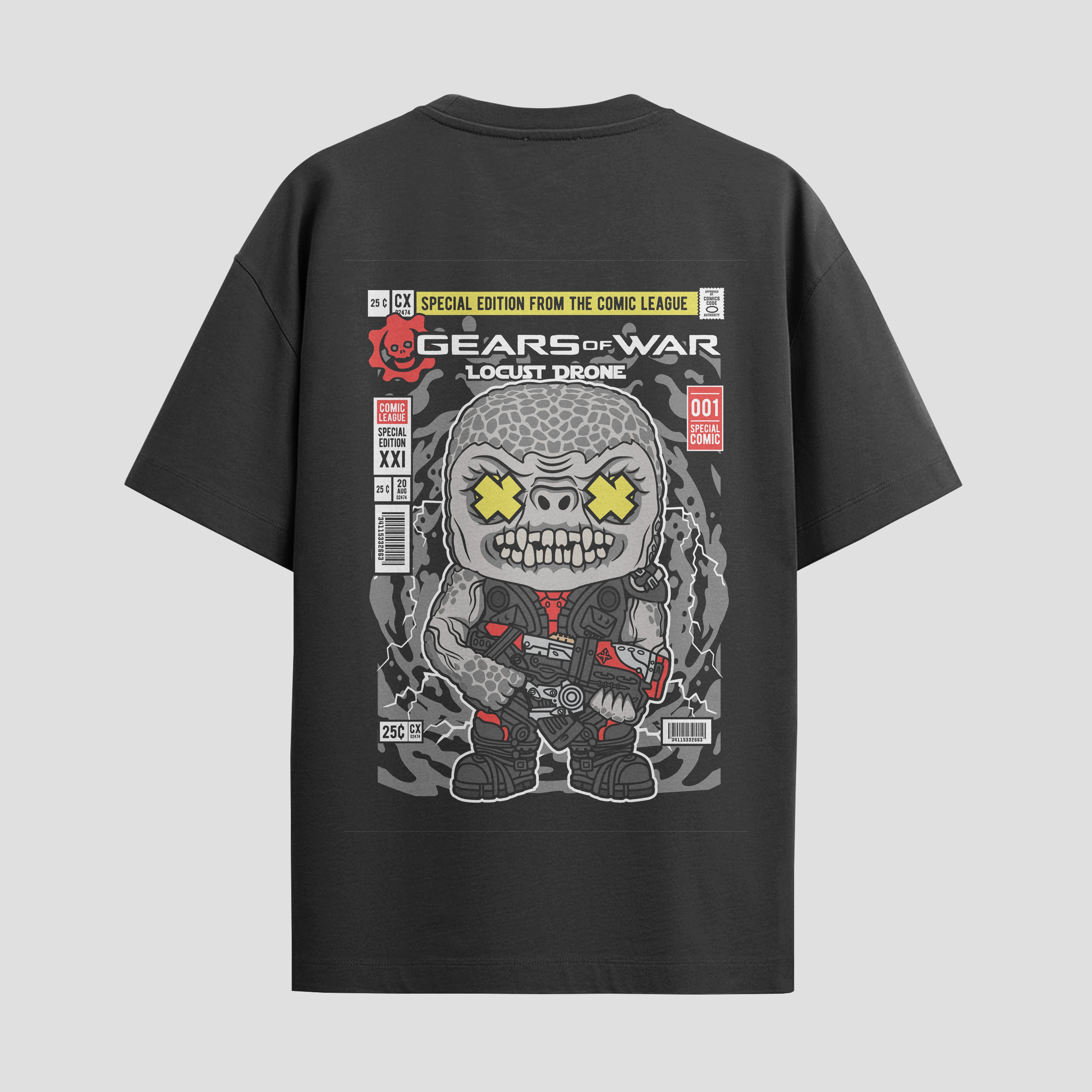 Playera urbana de anime y gaming ExtraLife MX, corte Standard Fit unisex ligero y transpirable en color Deep Black y Pure White, ropa de uso diario para gym y casual.