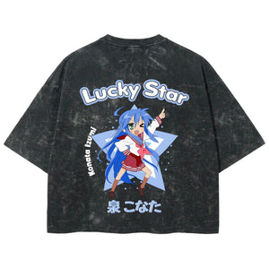 Playera streetwear premium de anime y gaming ExtraLife MX, corte boxy deluxe mineral wash heavyweight en color Acid Wash, moda urbana mexicana de culto.