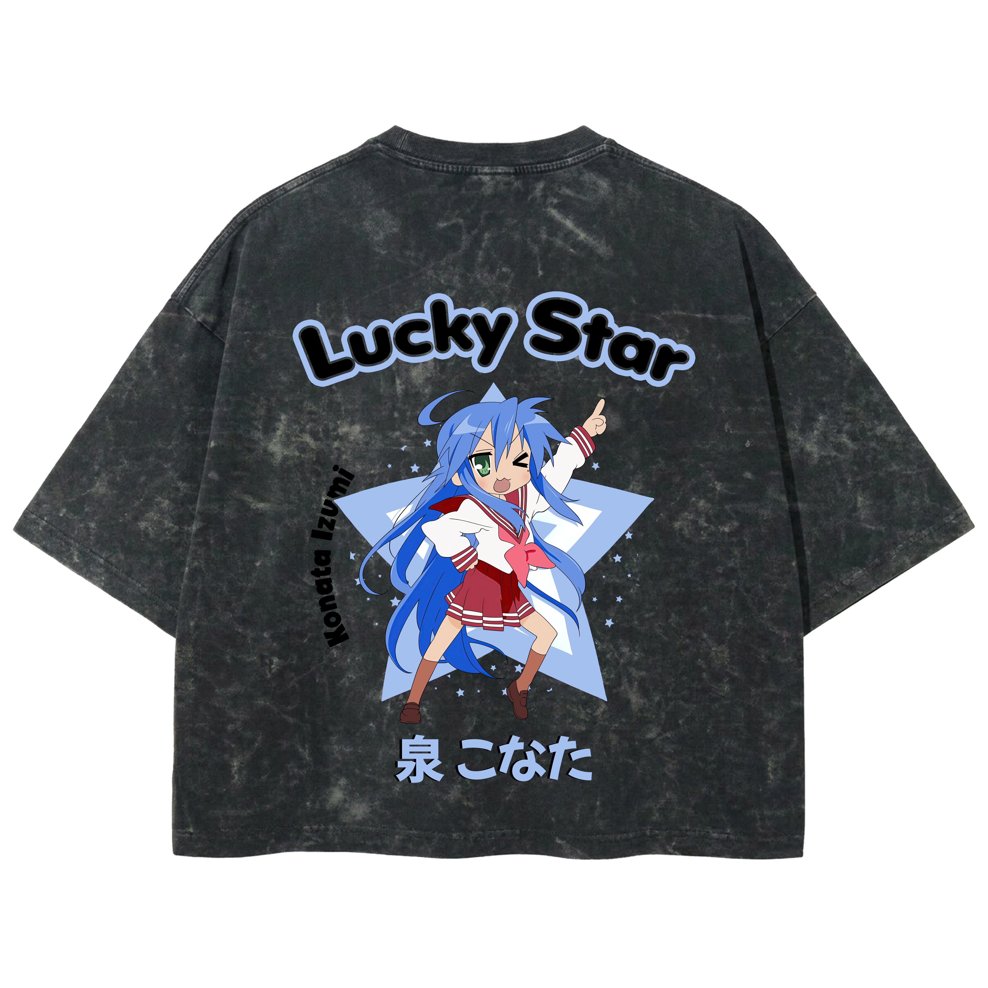Playera streetwear premium de anime y gaming ExtraLife MX, corte boxy deluxe mineral wash heavyweight en color Acid Wash, moda urbana mexicana de culto.