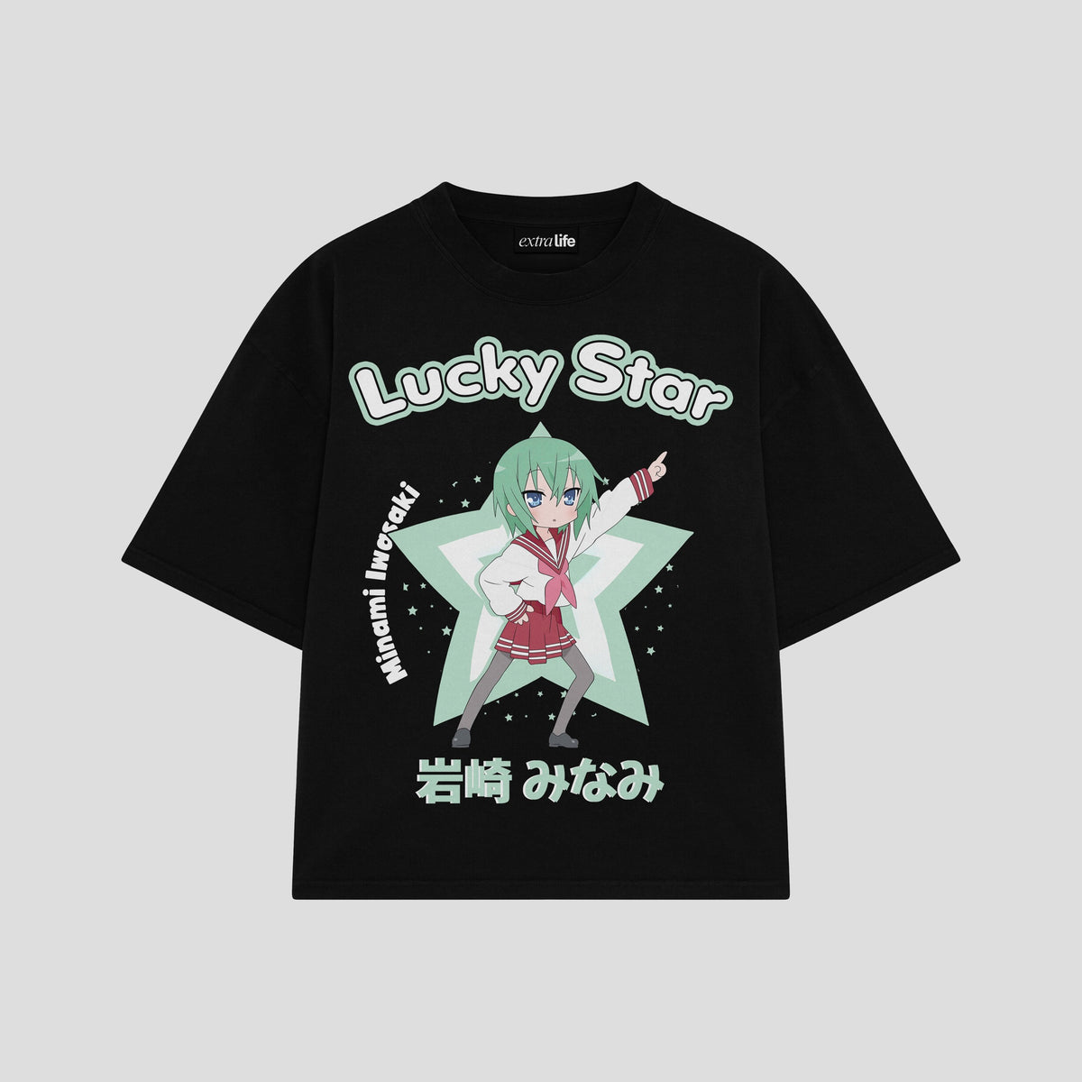 Playera streetwear premium de anime y gaming ExtraLife MX, corte oversized drop shoulder ligero y fresco en color Deep Black y Off-White, moda urbana mexicana de culto.