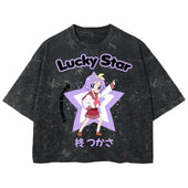 Playera streetwear premium de anime y gaming ExtraLife MX, corte boxy deluxe mineral wash heavyweight en color Acid Wash, moda urbana mexicana de culto.