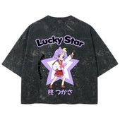 Playera streetwear premium de anime y gaming ExtraLife MX, corte boxy deluxe mineral wash heavyweight en color Acid Wash, moda urbana mexicana de culto.