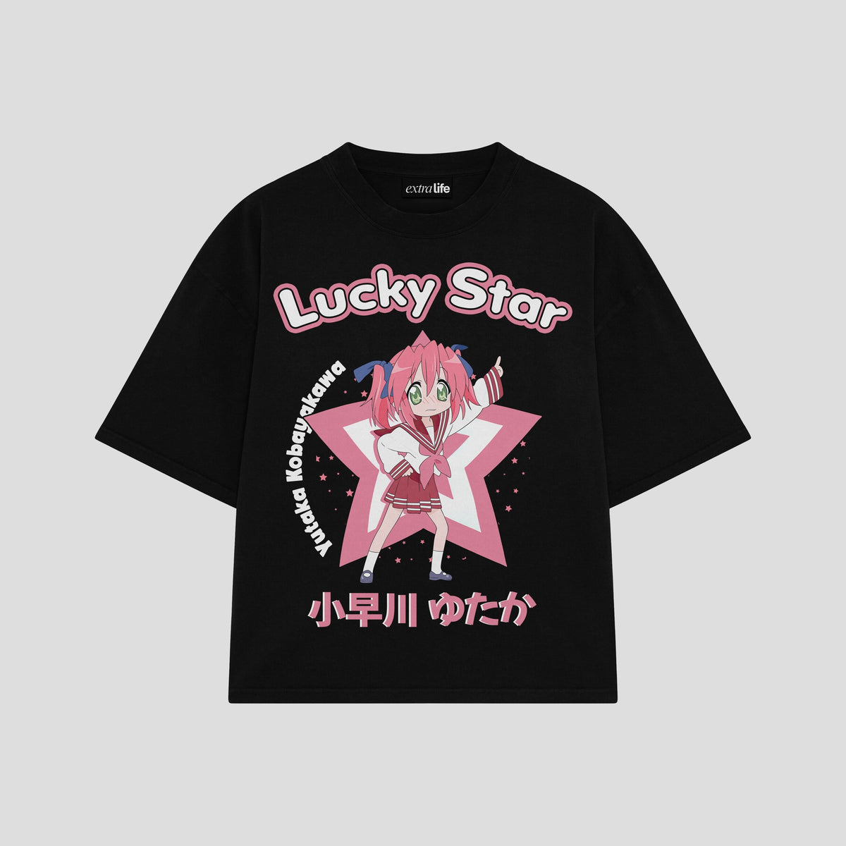 Playera streetwear premium de anime y gaming ExtraLife MX, corte oversized drop shoulder ligero y fresco en color Deep Black y Off-White, moda urbana mexicana de culto.