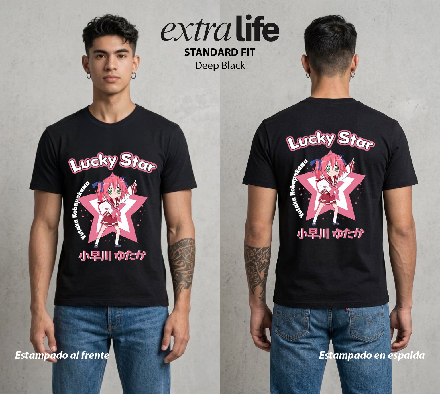 La Vida Otaku | La Pequena del Corazon #02173 - Playera Standard Fit | Deep Black - Foto en modelo