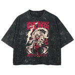 Playera streetwear premium de anime y gaming ExtraLife MX, corte boxy deluxe mineral wash heavyweight en color Acid Wash, moda urbana mexicana de culto.
