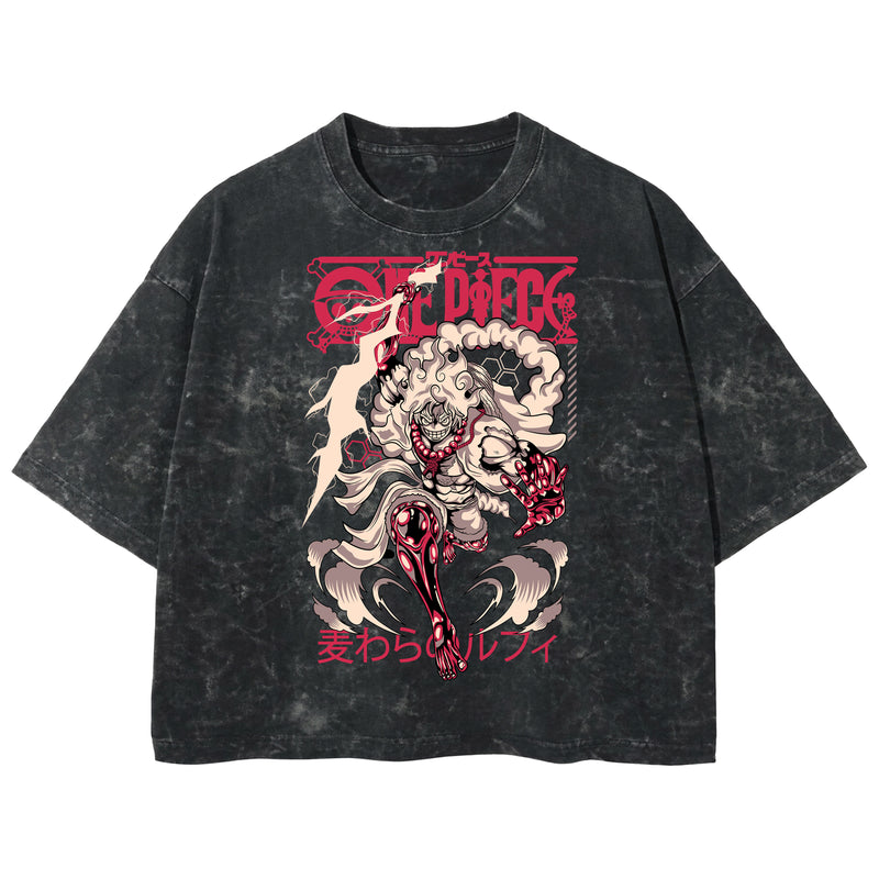 Playera streetwear premium de anime y gaming ExtraLife MX, corte boxy deluxe mineral wash heavyweight en color Acid Wash, moda urbana mexicana de culto.