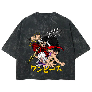 Playera streetwear premium de anime y gaming ExtraLife MX, corte boxy deluxe mineral wash heavyweight en color Acid Wash, moda urbana mexicana de culto.