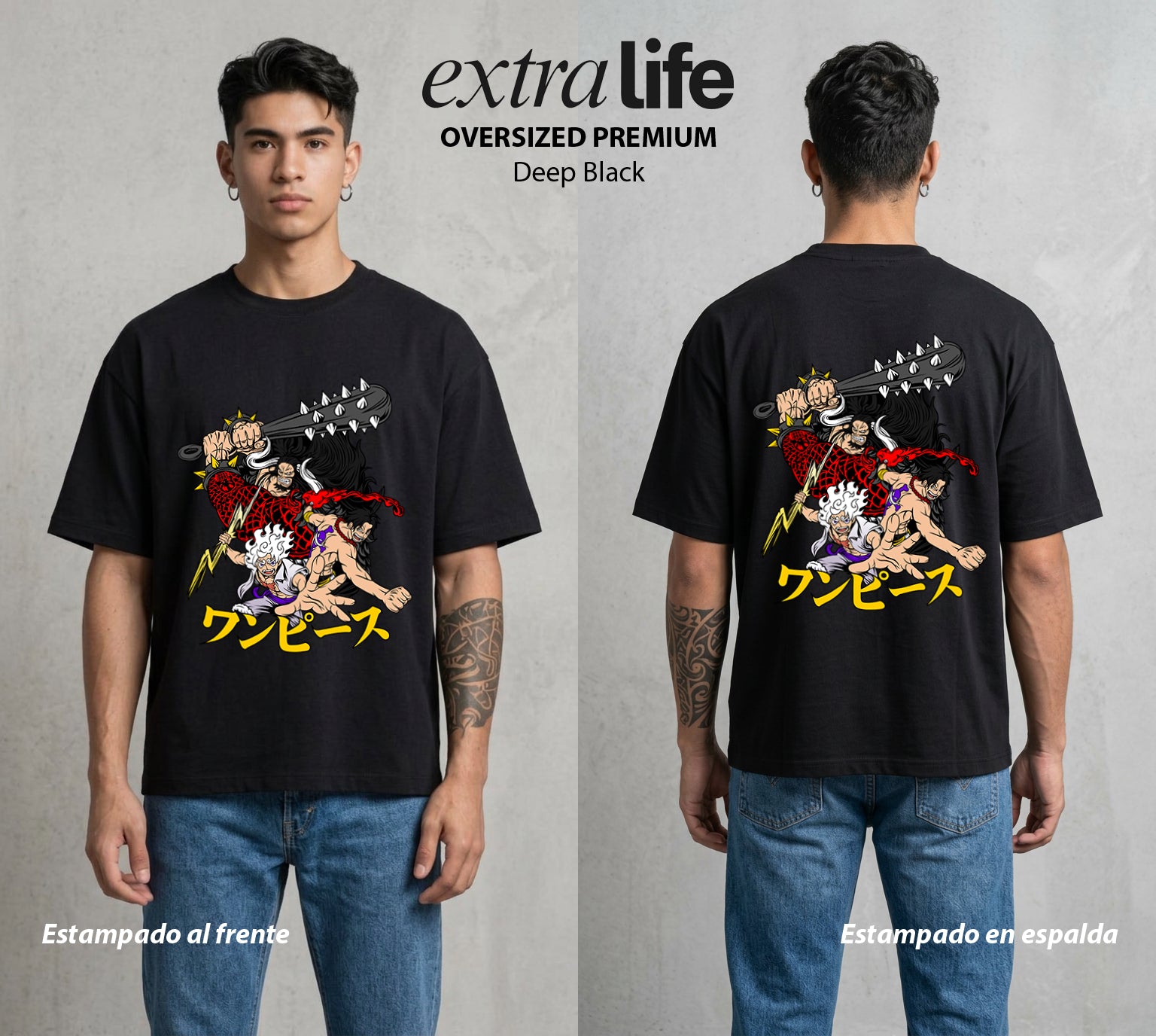 Mar de los Piratas | Capitan de Goma #02176 - Playera Oversized Premium | Deep Black - Foto en modelo