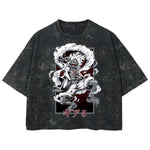 Playera streetwear premium de anime y gaming ExtraLife MX, corte boxy deluxe mineral wash heavyweight en color Acid Wash, moda urbana mexicana de culto.
