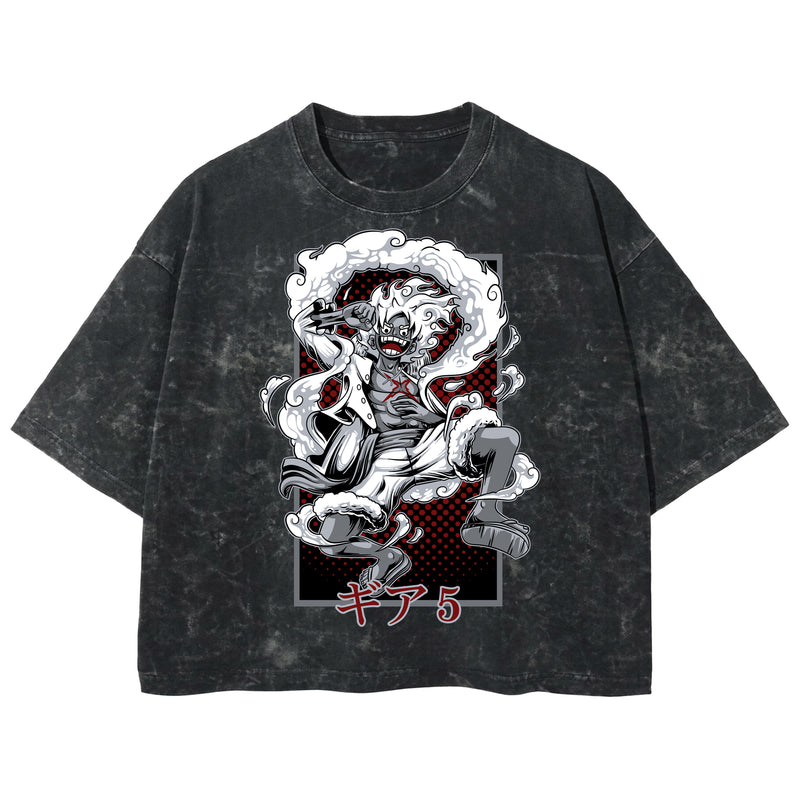 Playera streetwear premium de anime y gaming ExtraLife MX, corte boxy deluxe mineral wash heavyweight en color Acid Wash, moda urbana mexicana de culto.