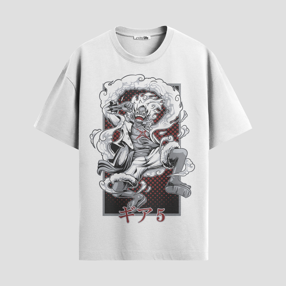 Playera urbana de anime y gaming ExtraLife MX, corte Classic Premium unisex ligero y transpirable en color Deep Black y Pure White, ropa de uso diario para gym y casual.