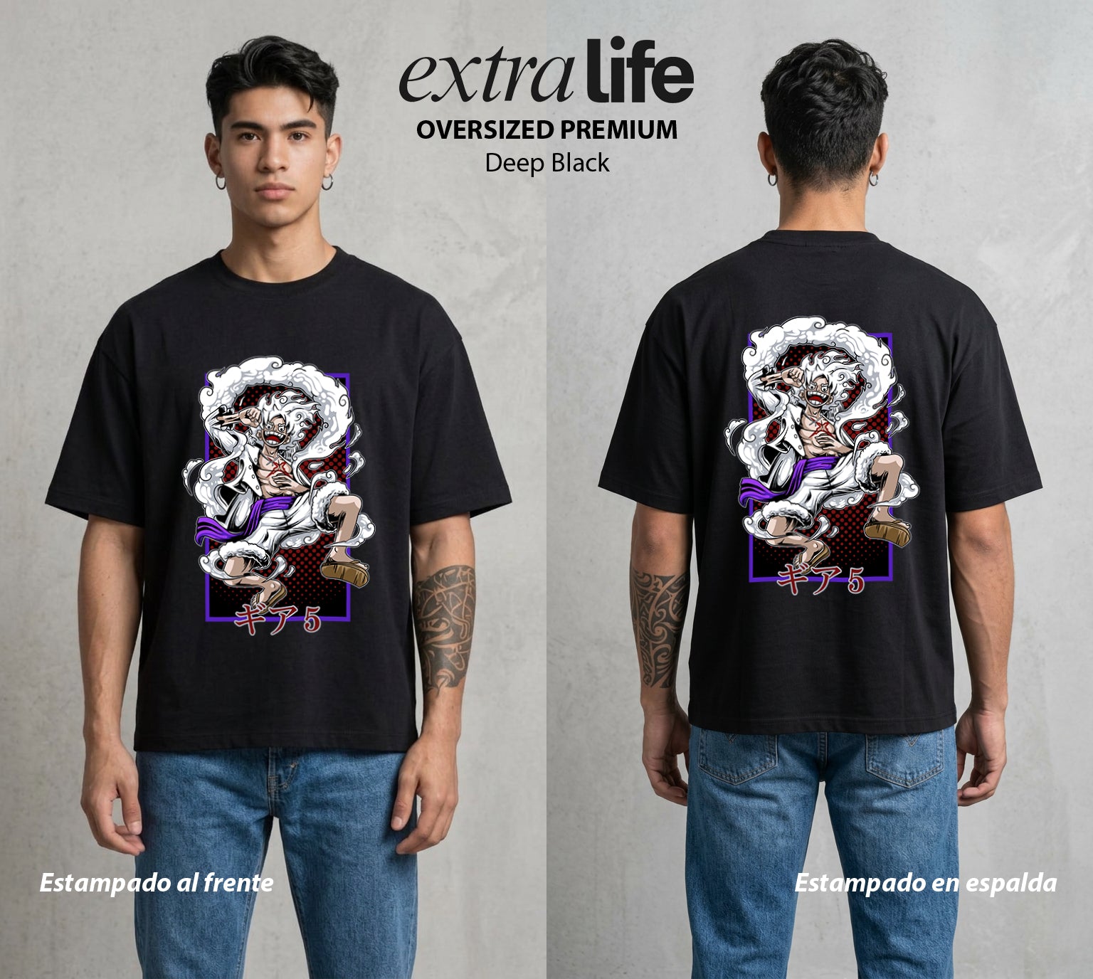 Mar de los Piratas | Engranaje del Capitan #02179 - Playera Oversized Premium | Deep Black - Foto en modelo