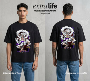 Mar de los Piratas | Engranaje del Capitan #02179 - Playera Oversized Premium | Deep Black - Foto en modelo