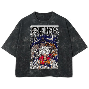 Playera streetwear premium de anime y gaming ExtraLife MX, corte boxy deluxe mineral wash heavyweight en color Acid Wash, moda urbana mexicana de culto.