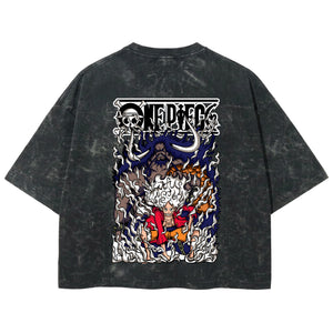 Playera streetwear premium de anime y gaming ExtraLife MX, corte boxy deluxe mineral wash heavyweight en color Acid Wash, moda urbana mexicana de culto.