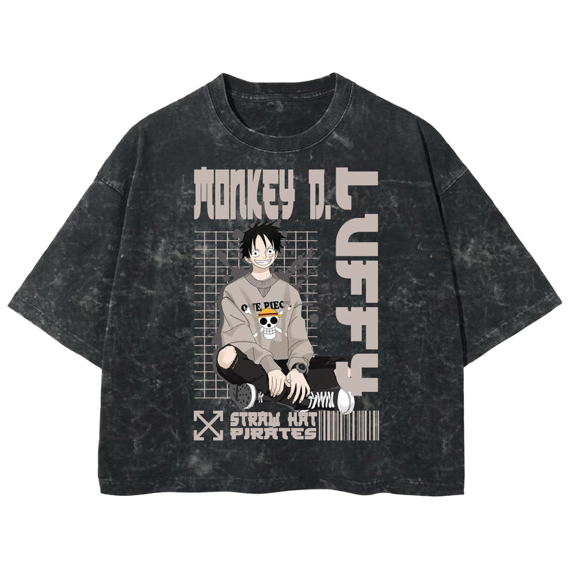 Playera streetwear premium de anime y gaming ExtraLife MX, corte boxy deluxe mineral wash heavyweight en color Acid Wash, moda urbana mexicana de culto.