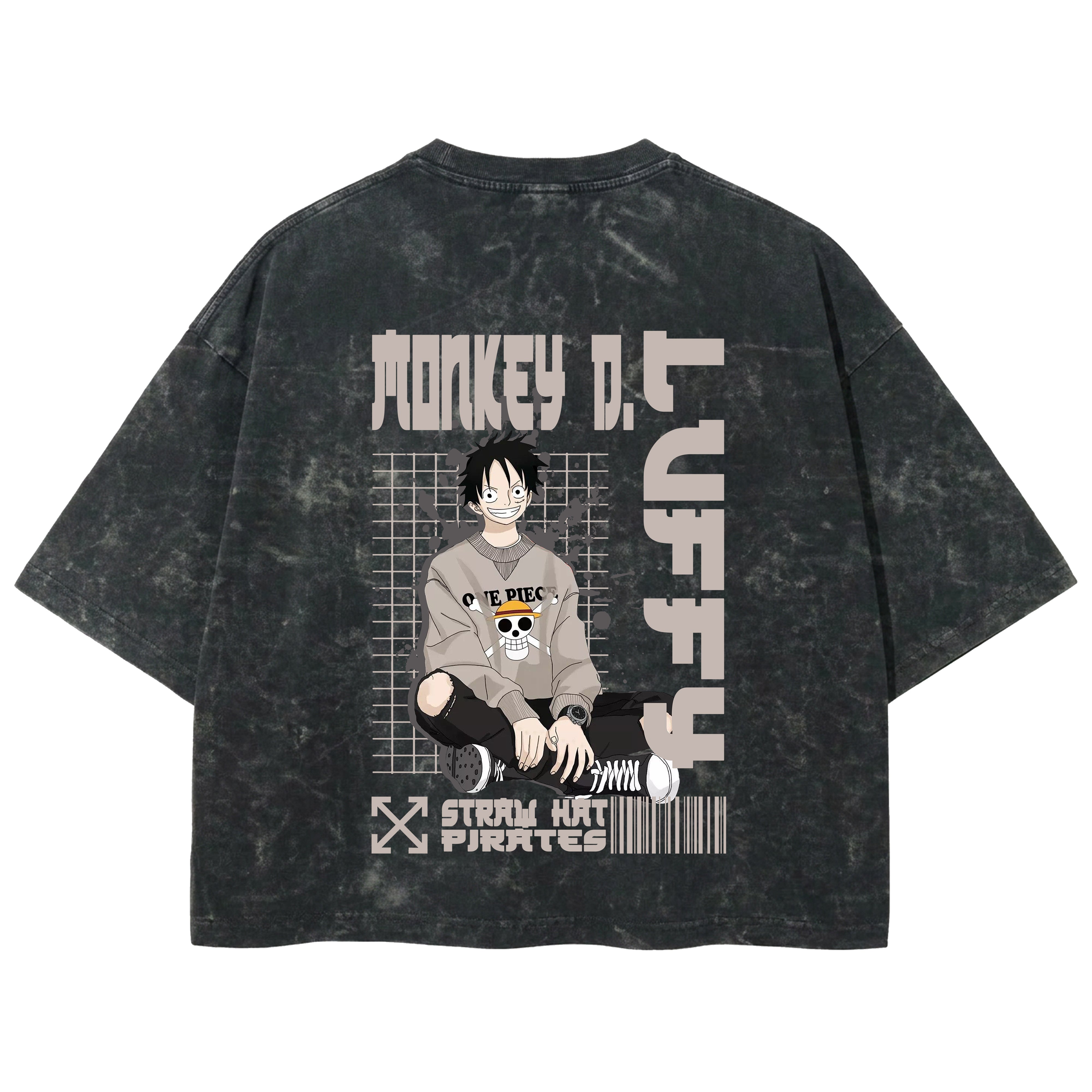 Playera streetwear premium de anime y gaming ExtraLife MX, corte boxy deluxe mineral wash heavyweight en color Acid Wash, moda urbana mexicana de culto.
