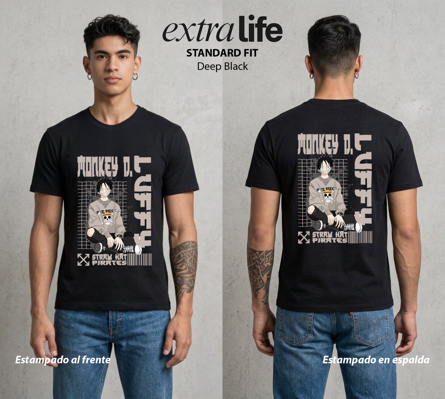 Mar de los Piratas | Pirata de Goma #02182 - Playera Standard Fit | Deep Black - Foto en modelo