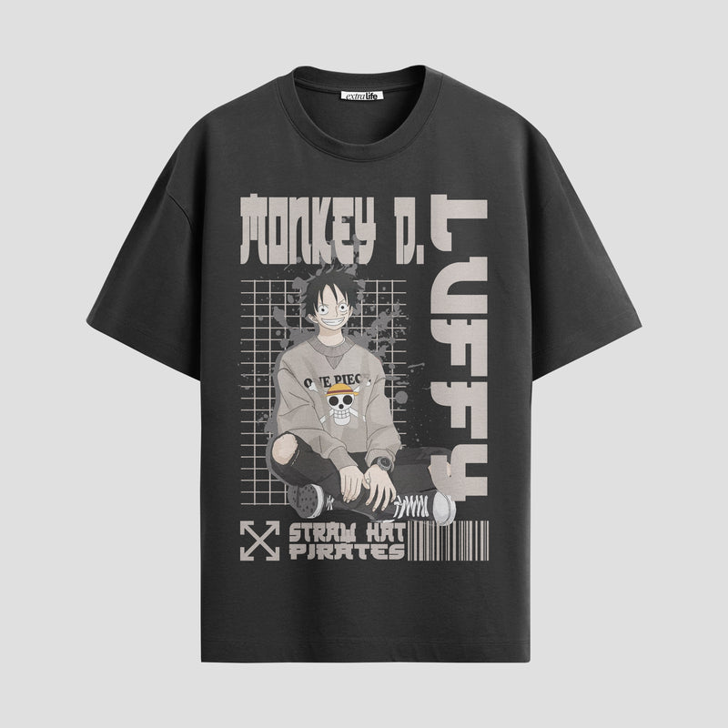 Playera urbana de anime y gaming ExtraLife MX, corte Standard Fit unisex ligero y transpirable en color Deep Black y Pure White, ropa de uso diario para gym y casual.