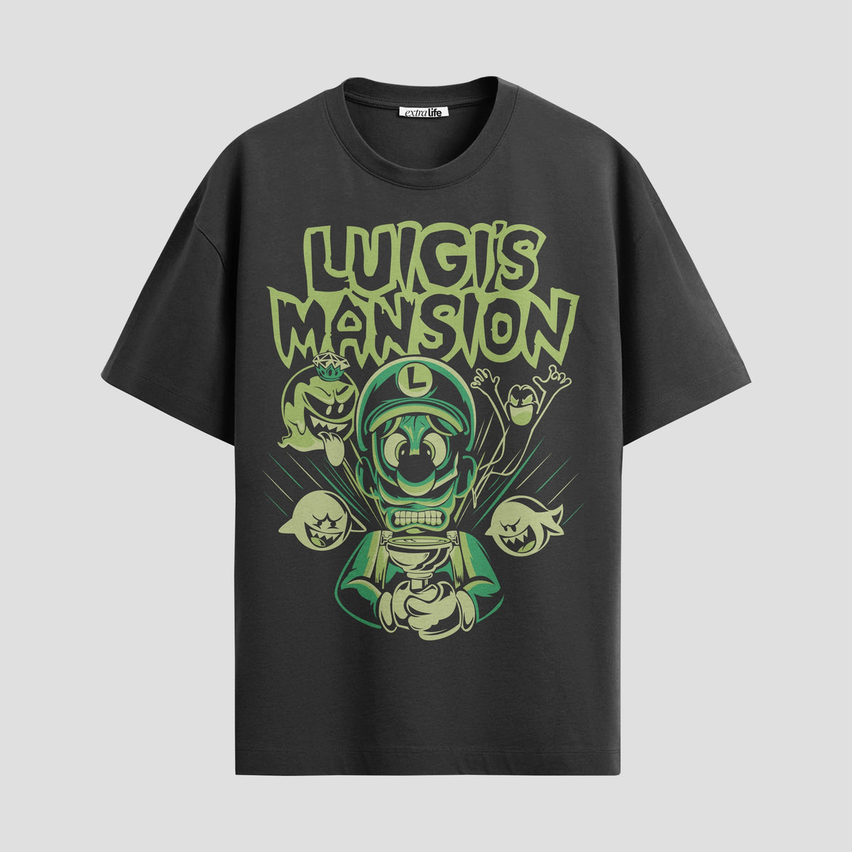 Playera urbana de anime y gaming ExtraLife MX, corte Classic Premium unisex ligero y transpirable en color Deep Black y Pure White, ropa de uso diario para gym y casual.