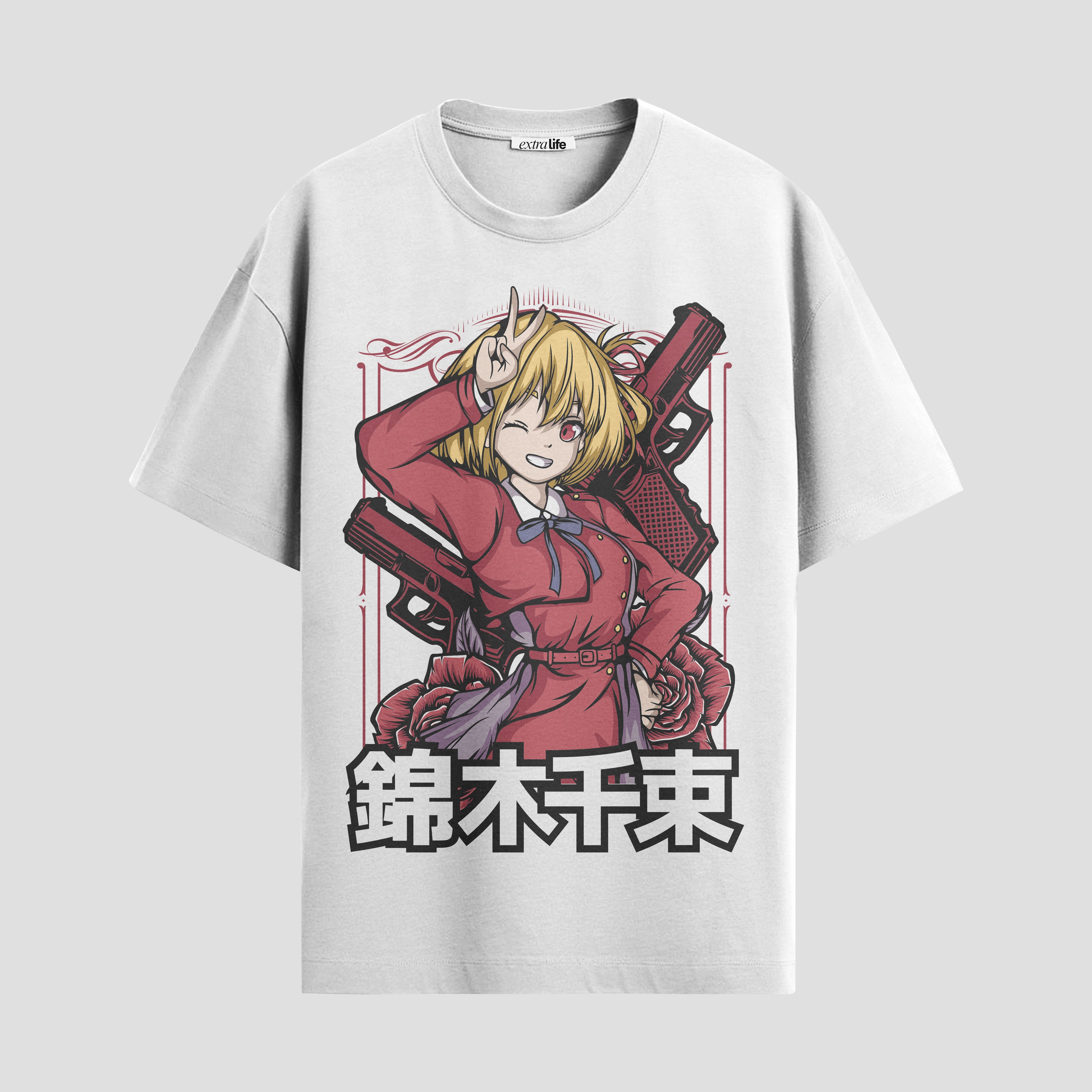 Playera urbana de anime y gaming ExtraLife MX, corte Standard Fit unisex ligero y transpirable en color Deep Black y Pure White, ropa de uso diario para gym y casual.