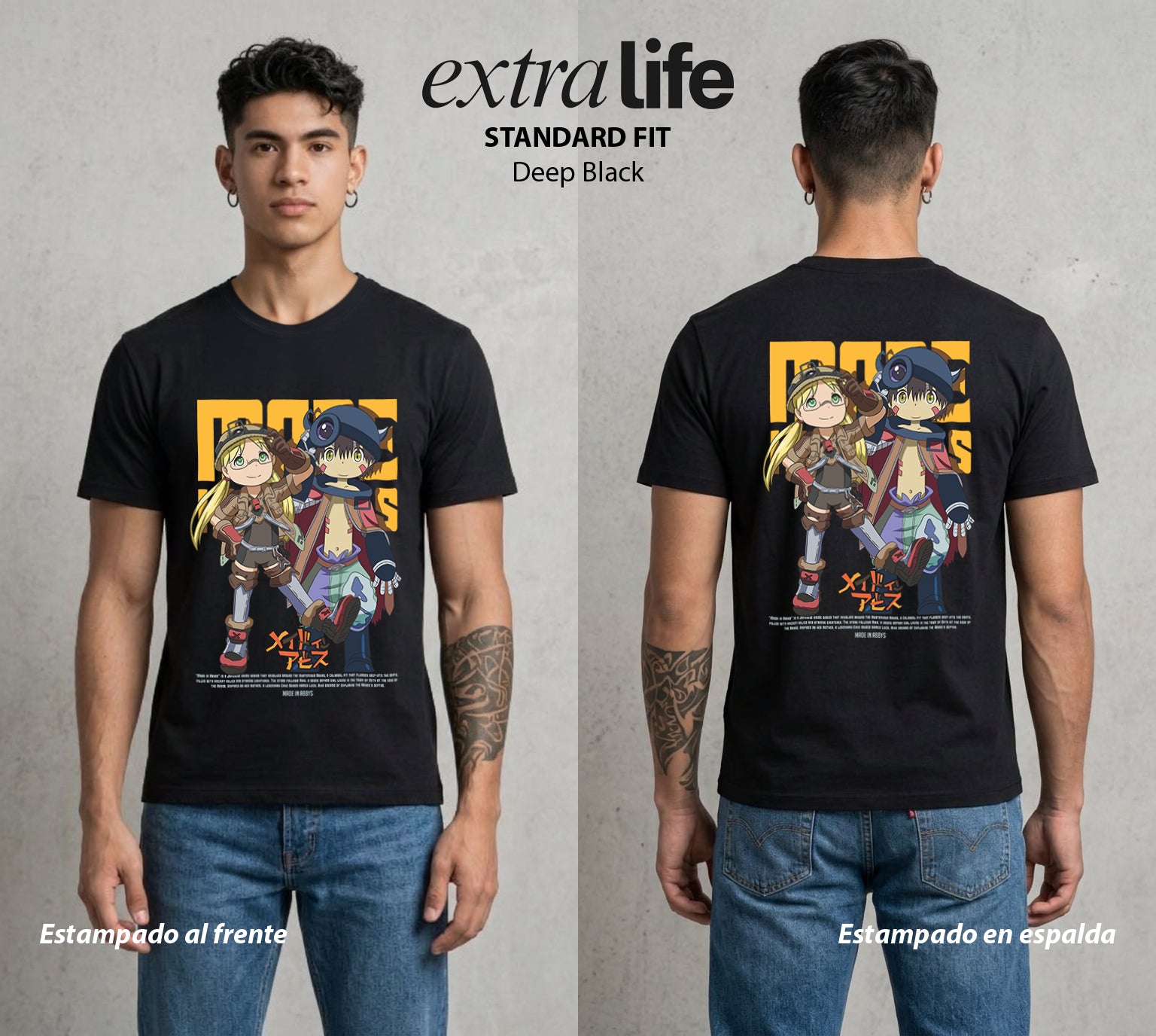 El Abismo sin Fondo | El Robot del Abismo #02187 - Playera Standard Fit | Deep Black - Foto en modelo