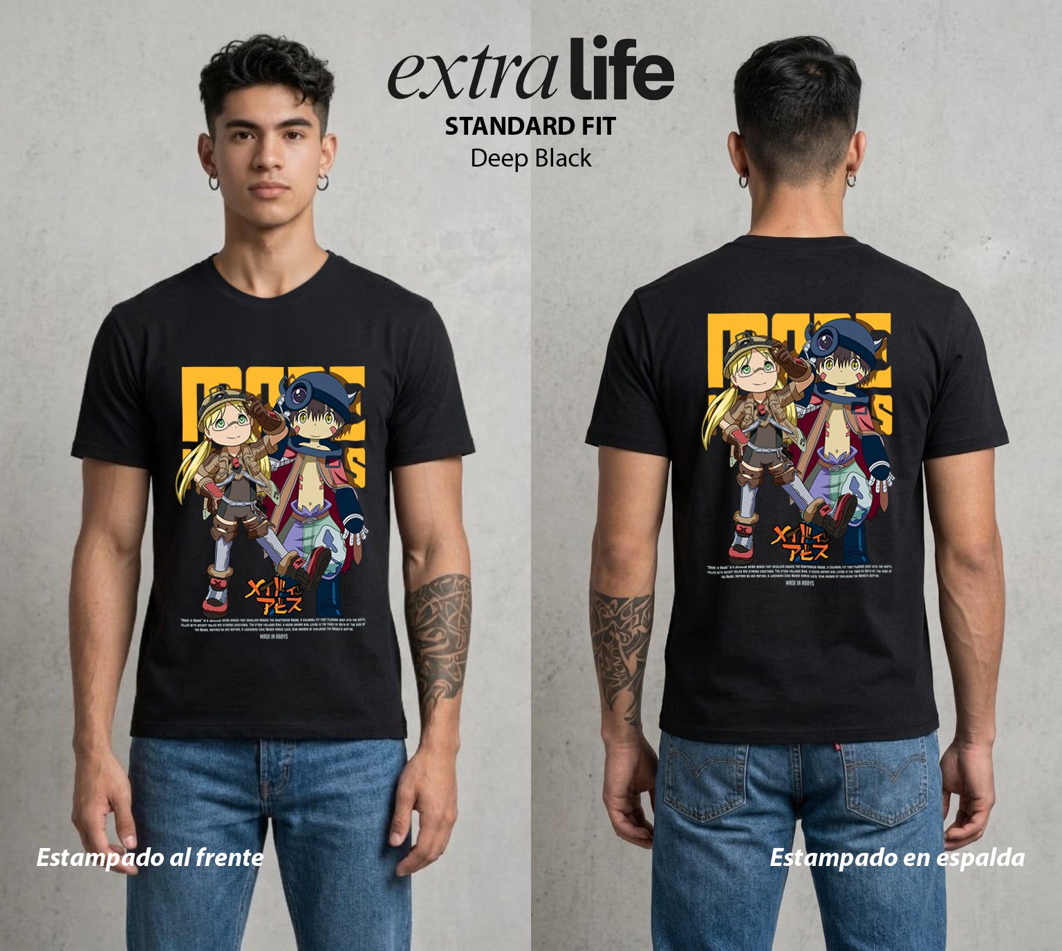 El Abismo sin Fondo | La Niña del Abismo #02188 - Playera Standard Fit | Deep Black - Foto en modelo