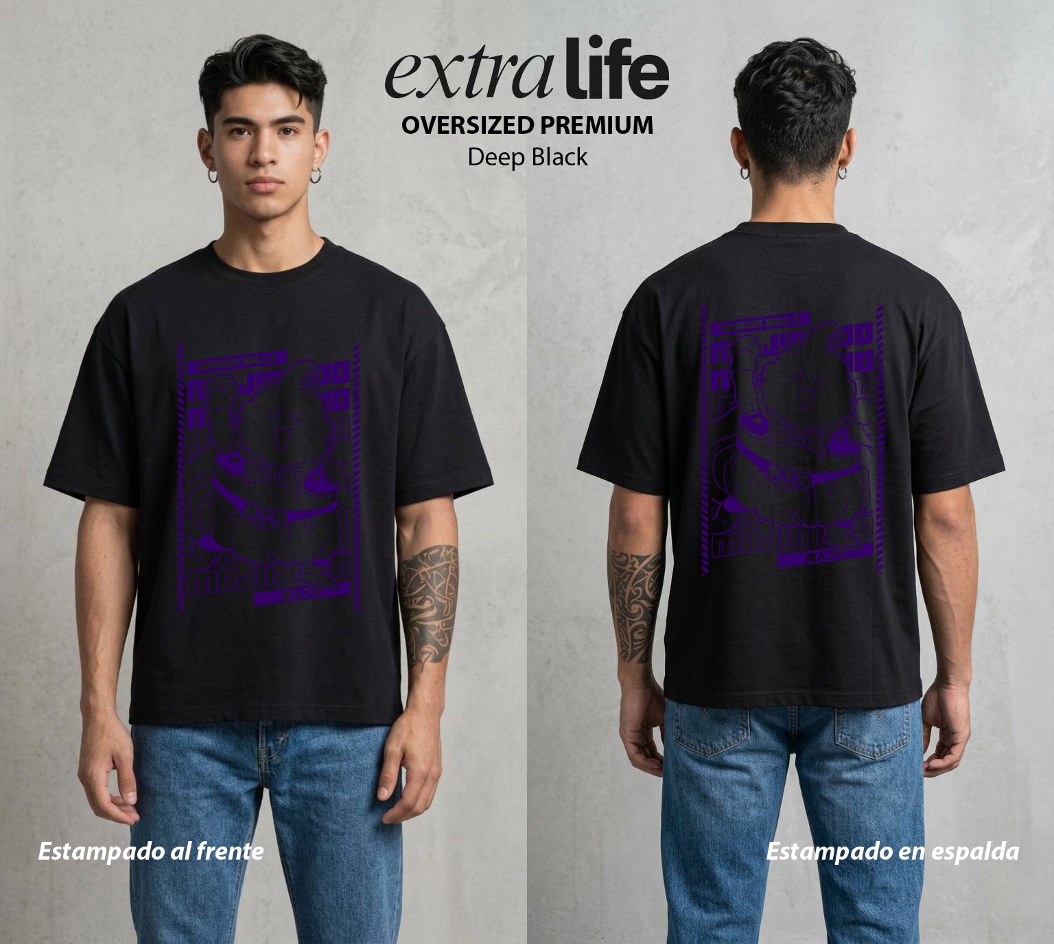 El Poder de las Esferas | El Terror Rosa #02189 - Playera Oversized Premium | Deep Black - Foto en modelo
