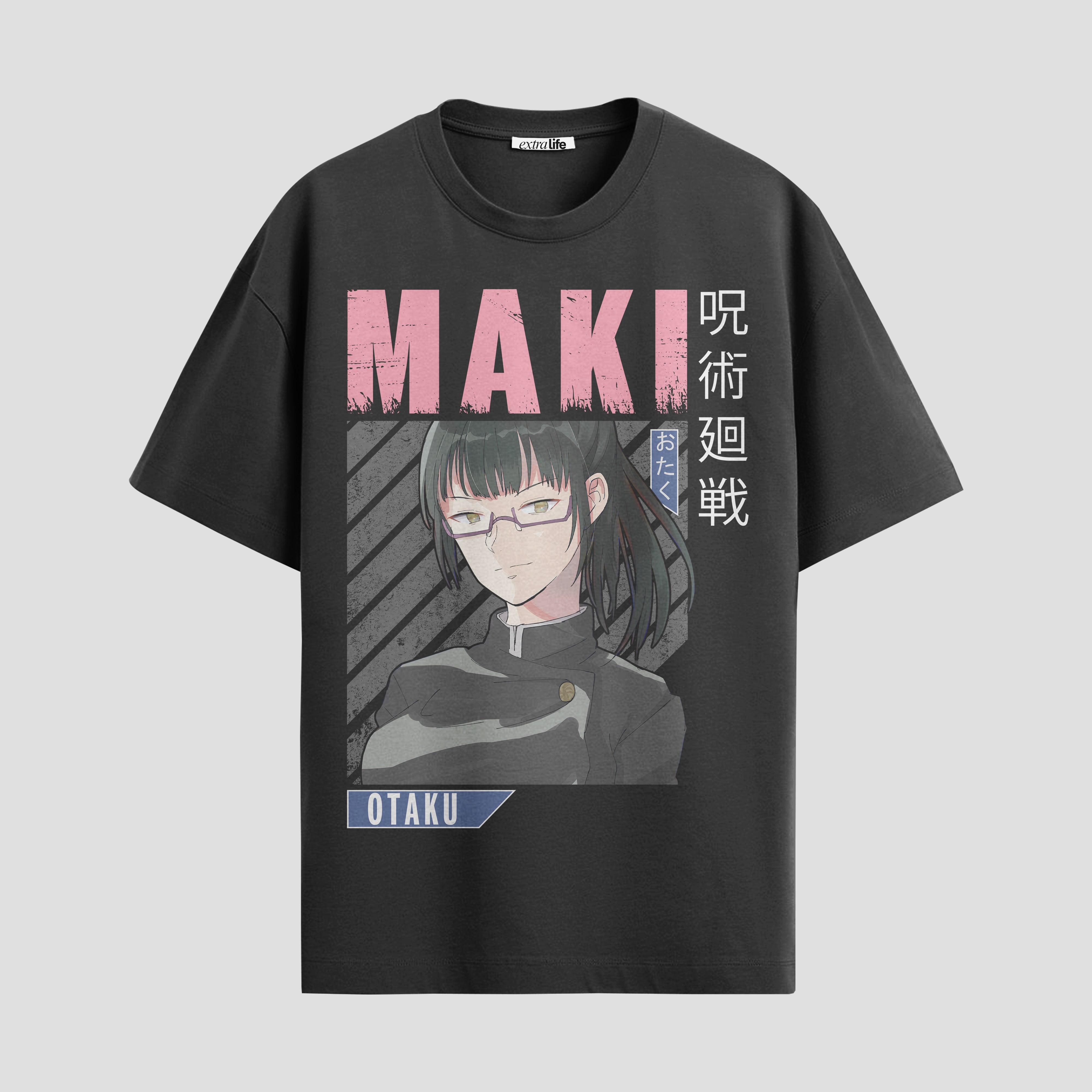 Playera urbana de anime y gaming ExtraLife MX, corte Standard Fit unisex ligero y transpirable en color Deep Black y Pure White, ropa de uso diario para gym y casual.