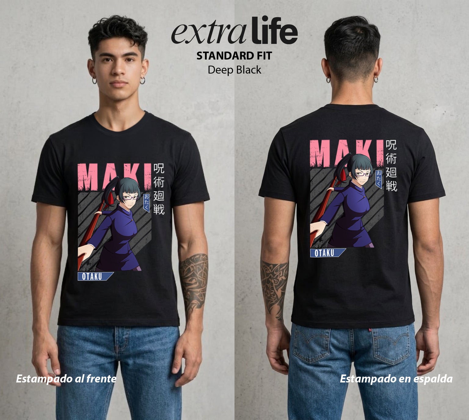 El Arte de las Maldiciones | La Mas Fuerte sin Poder #02194 - Playera Standard Fit | Deep Black - Foto en modelo