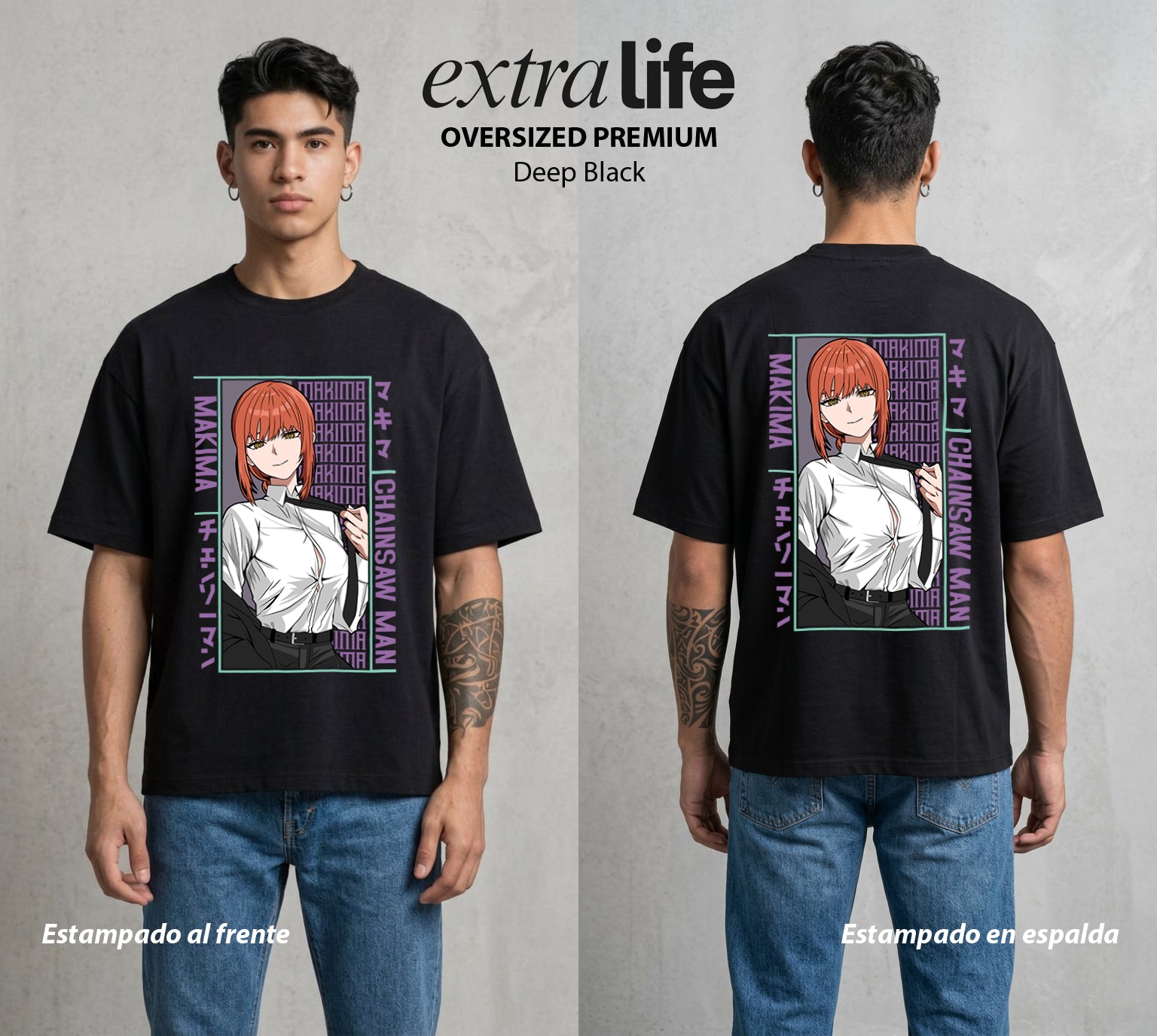 El Contrato Infernal | Las Cadenas del Amor #02196 - Playera Oversized Premium | Deep Black - Foto en modelo