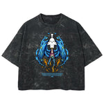 Playera streetwear premium de anime y gaming ExtraLife MX, corte boxy deluxe mineral wash heavyweight en color Acid Wash, moda urbana mexicana de culto.