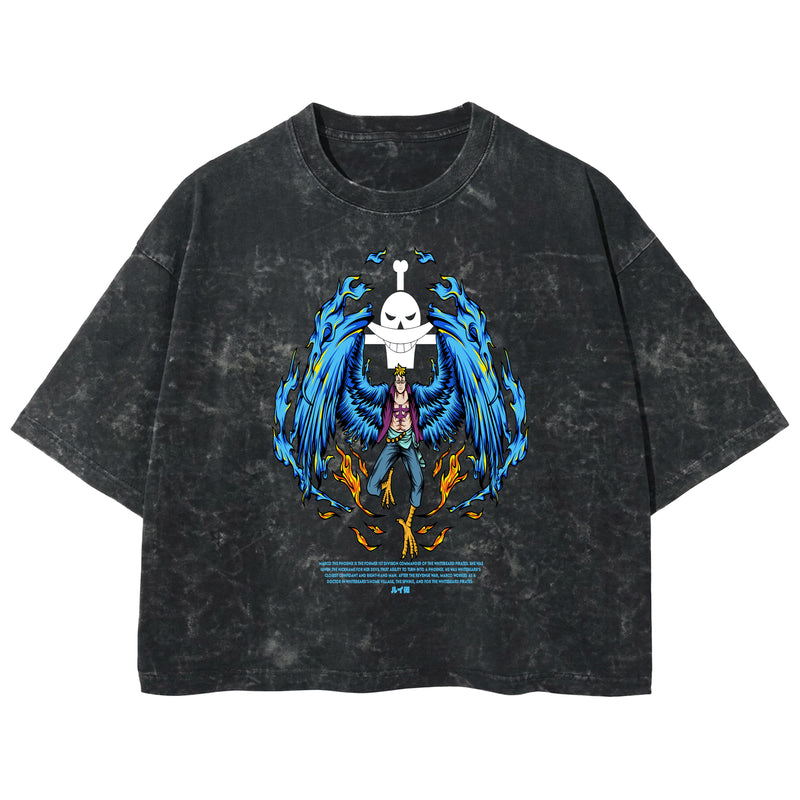 Playera streetwear premium de anime y gaming ExtraLife MX, corte boxy deluxe mineral wash heavyweight en color Acid Wash, moda urbana mexicana de culto.