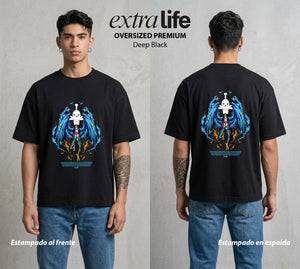 Mar de los Piratas | El Fenix del Mar #02199 - Playera Oversized Premium | Deep Black - Foto en modelo