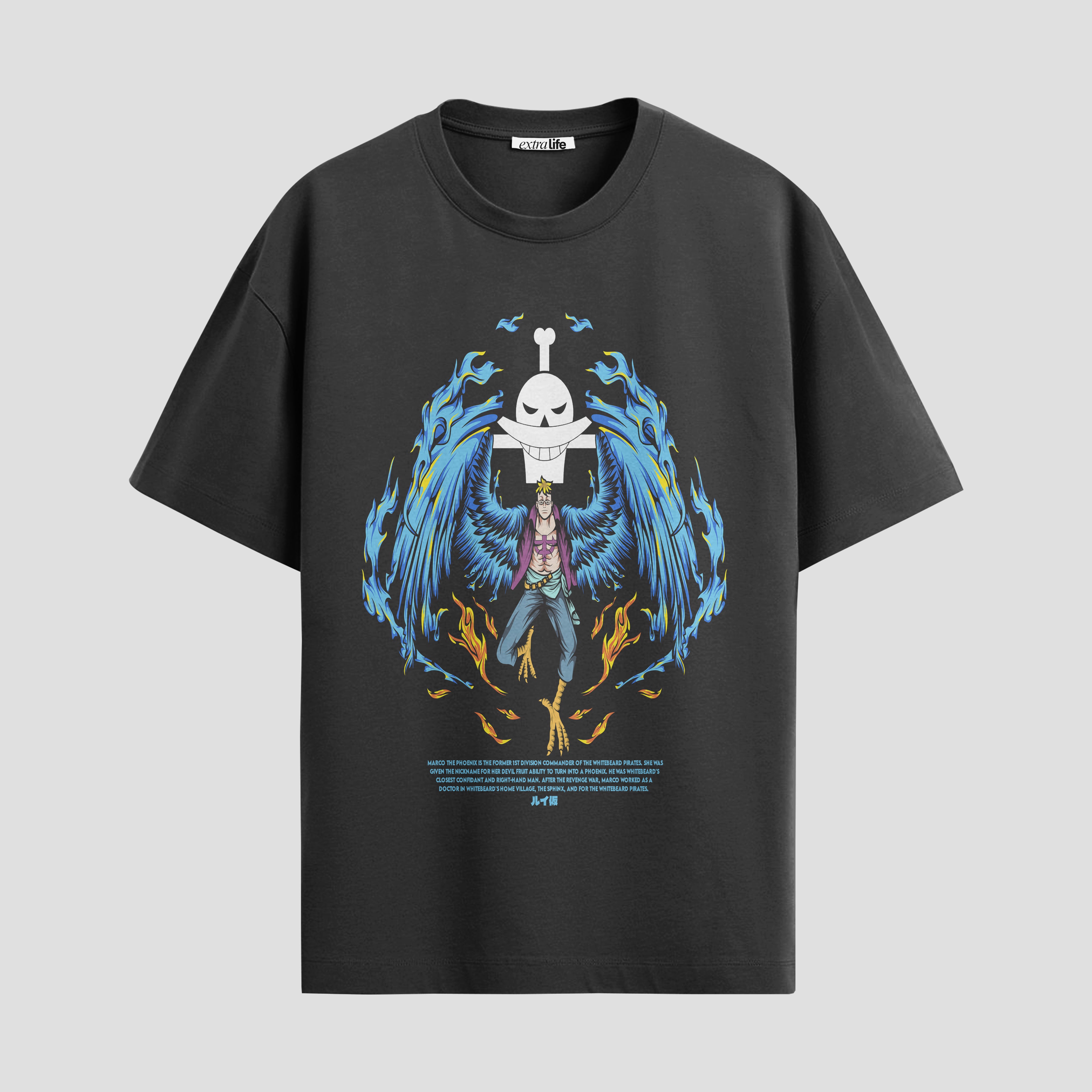 Playera urbana de anime y gaming ExtraLife MX, corte Standard Fit unisex ligero y transpirable en color Deep Black y Pure White, ropa de uso diario para gym y casual.