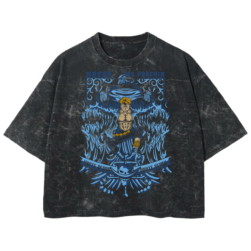 Playera streetwear premium de anime y gaming ExtraLife MX, corte boxy deluxe mineral wash heavyweight en color Acid Wash, moda urbana mexicana de culto.