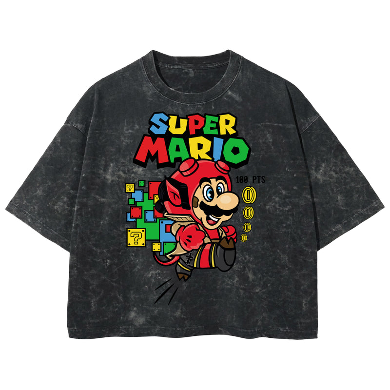 Playera streetwear premium de anime y gaming ExtraLife MX, corte boxy deluxe mineral wash heavyweight en color Acid Wash, moda urbana mexicana de culto.