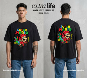El Reino del Fontanero | El Saltador del Reino #02203 - Playera Oversized Premium | Deep Black - Foto en modelo