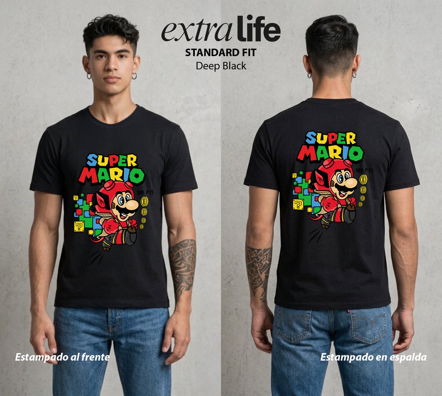 El Reino del Fontanero | El Saltador del Reino #02203 - Playera Standard Fit | Deep Black - Foto en modelo
