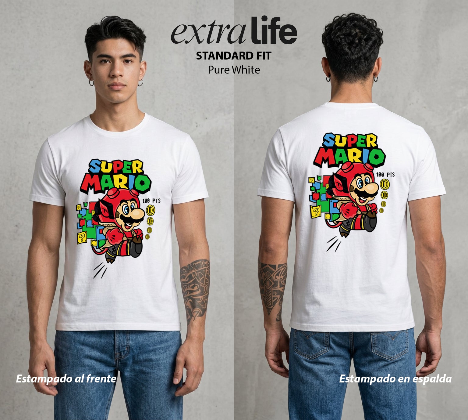 El Reino del Fontanero | El Saltador del Reino #02203 - Playera Standard Fit | Pure White - Foto en modelo