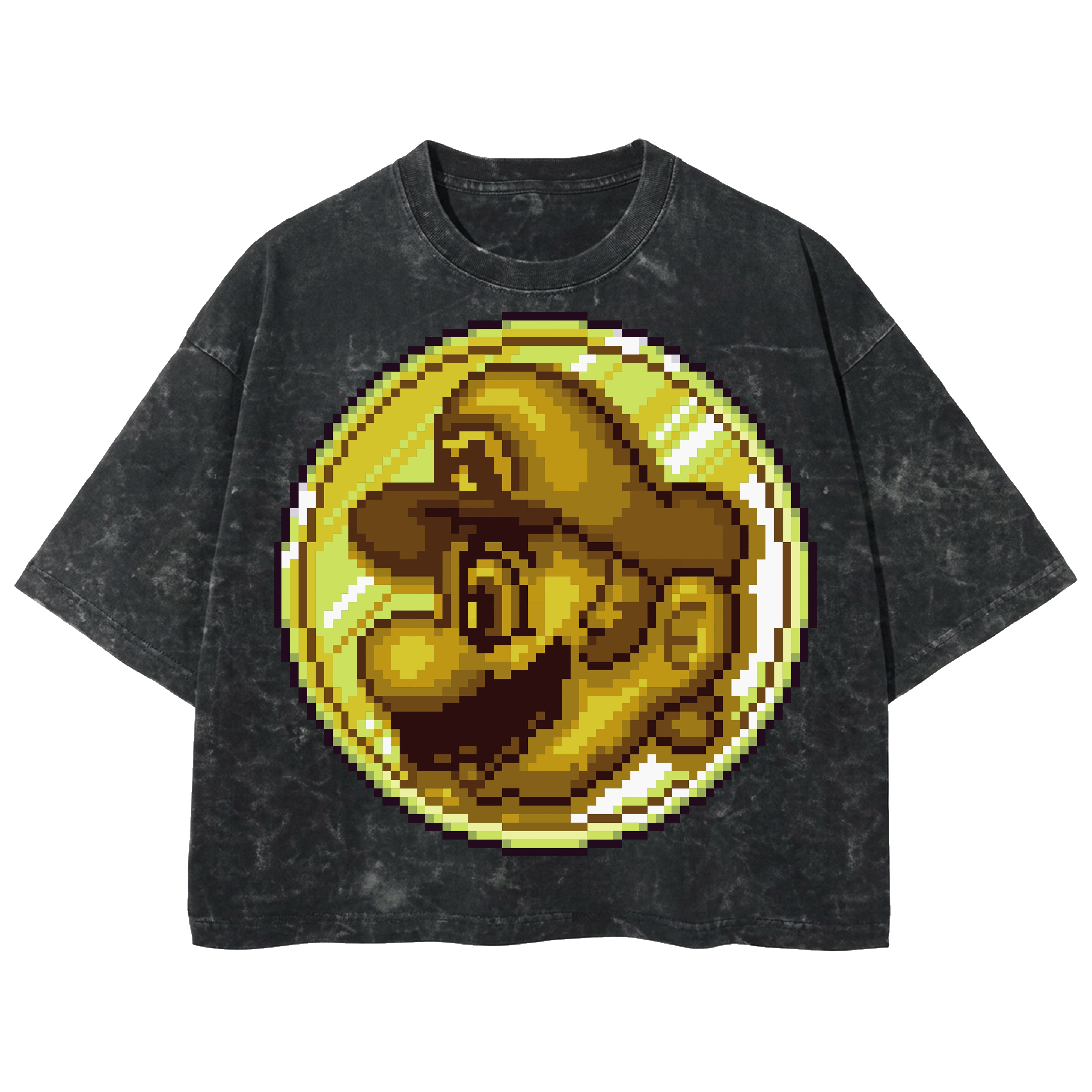 Playera streetwear premium de anime y gaming ExtraLife MX, corte boxy deluxe mineral wash heavyweight en color Acid Wash, moda urbana mexicana de culto.