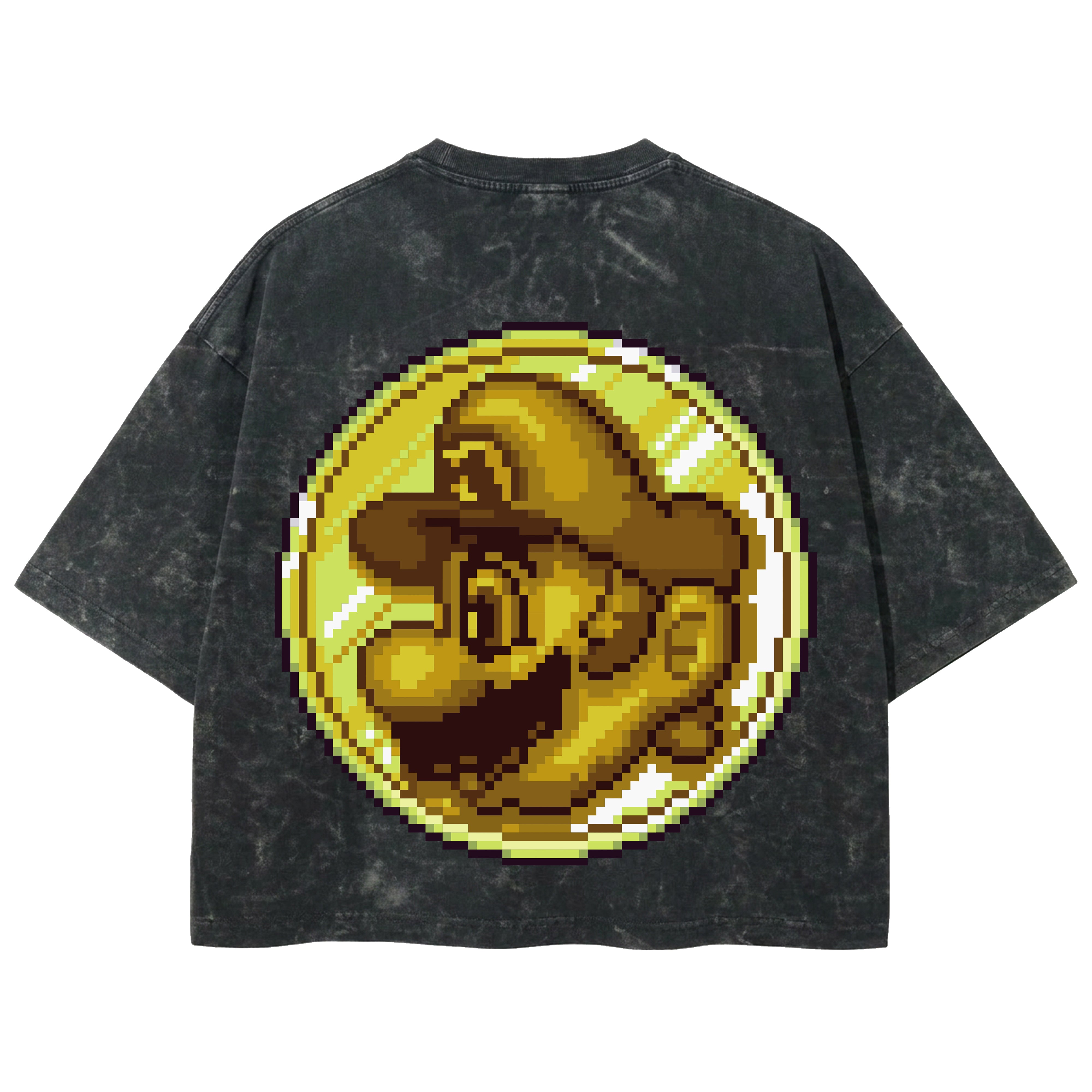 Playera streetwear premium de anime y gaming ExtraLife MX, corte boxy deluxe mineral wash heavyweight en color Acid Wash, moda urbana mexicana de culto.