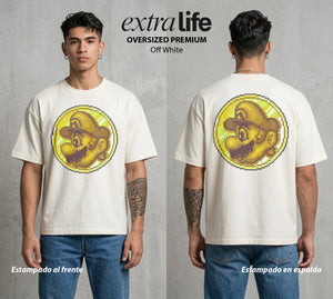 El Reino del Fontanero | El Campeon del Hongo #02206 - Playera Oversized Premium | Off White - Foto en modelo