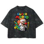 Playera streetwear premium de anime y gaming ExtraLife MX, corte boxy deluxe mineral wash heavyweight en color Acid Wash, moda urbana mexicana de culto.