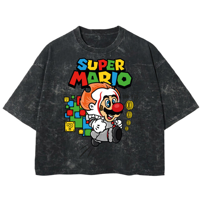 Playera streetwear premium de anime y gaming ExtraLife MX, corte boxy deluxe mineral wash heavyweight en color Acid Wash, moda urbana mexicana de culto.