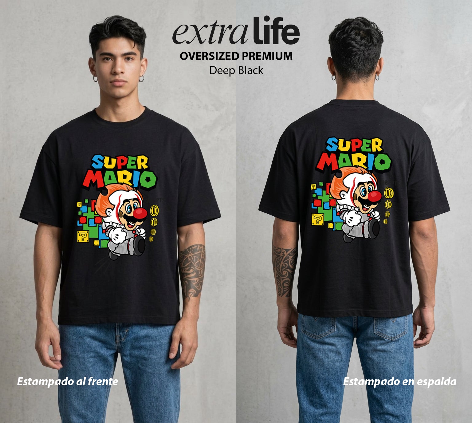El Reino del Fontanero | El Viajero del Reino #02207 - Playera Oversized Premium | Deep Black - Foto en modelo
