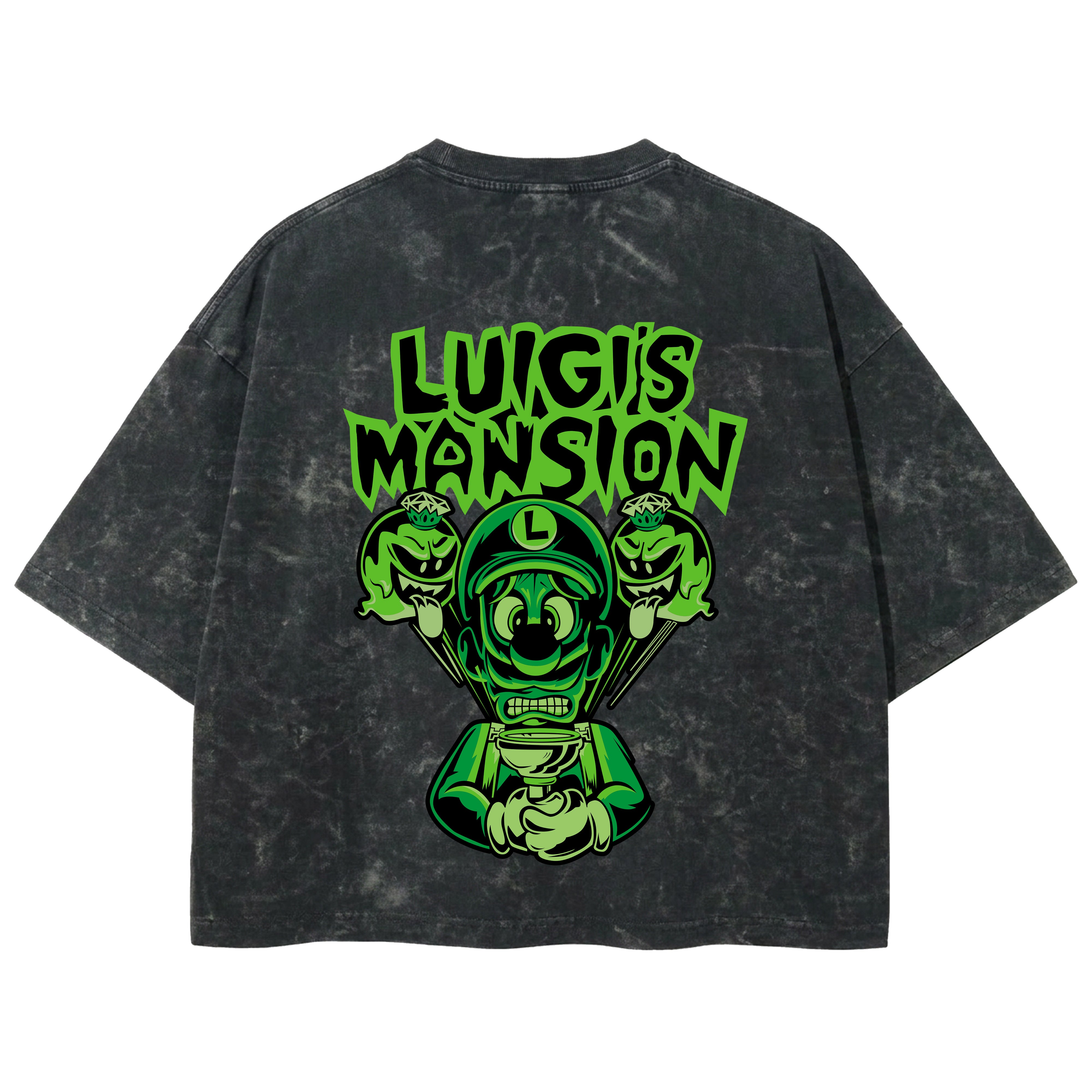 Playera streetwear premium de anime y gaming ExtraLife MX, corte boxy deluxe mineral wash heavyweight en color Acid Wash, moda urbana mexicana de culto.