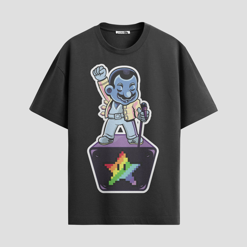 Playera urbana de anime y gaming ExtraLife MX, corte Standard Fit unisex ligero y transpirable en color Deep Black y Pure White, ropa de uso diario para gym y casual.
